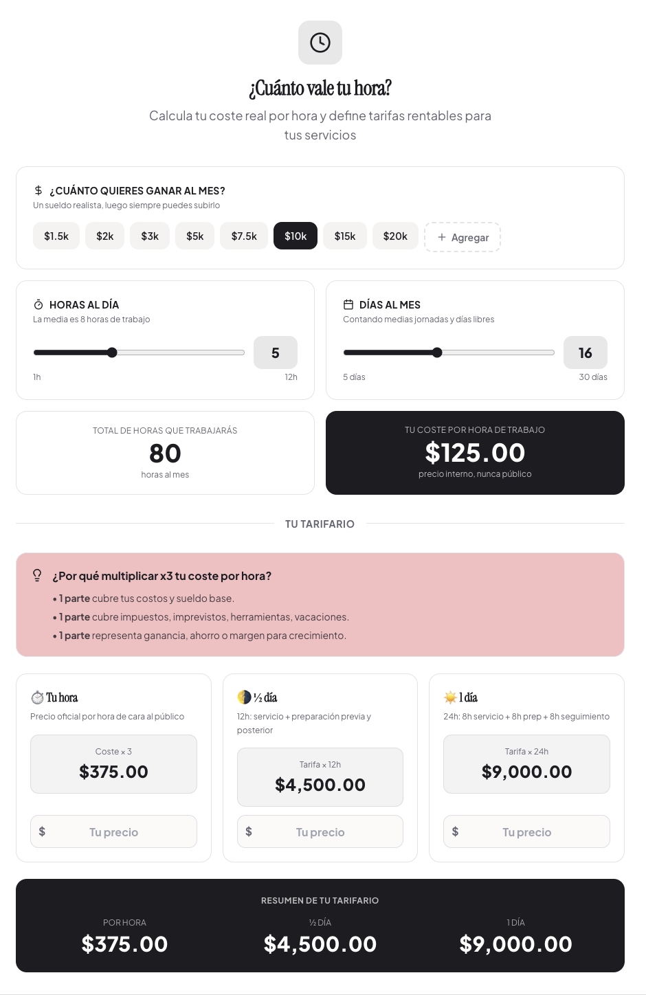 Calculadora de cuánto vale tu hora
