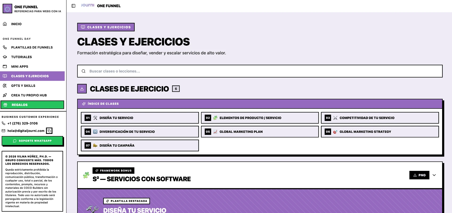 Hub One Funnel con clases y ejercicios