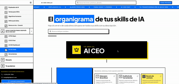 Navegación del hub privado AI CEO Day